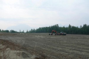Fireweed Road in Wasilla Alaska, dirt field with nothing in it