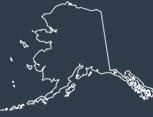 outline of the state of Alaska with dark blue background